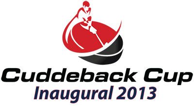 Cuddeback Cup Inaugural 2013 tournament logo with a red and black hockey player silhouette